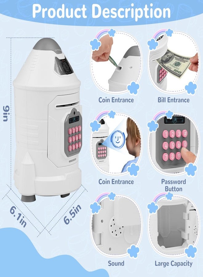GLUTIA Piggy Bank for Kids,Electronic ATM Piggy Bank with Password & Face ID Simulation for Boys Girls-Pink - Image 2